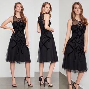 BCBG Maxazria Velvet Applique Semi-Sheer A-Line BN